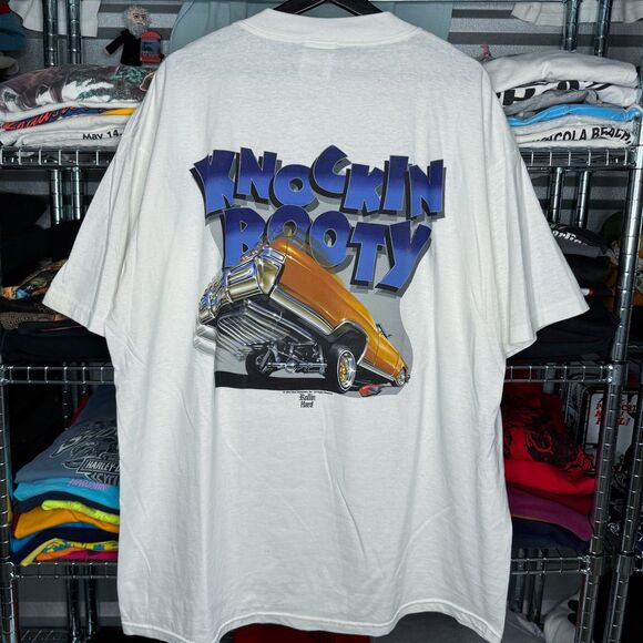 Tultex Other - Vintage 90s Rollin Hard Knockin Booty T Shirt XXL Lowrider Cholo Latino Homies